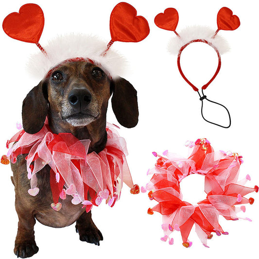 2025 Pets Valentine's Day Decoration Pet Scar Valentine's Day Hairband Dog Party Decoration Prop Dog Accessories Pet Products (Copy)